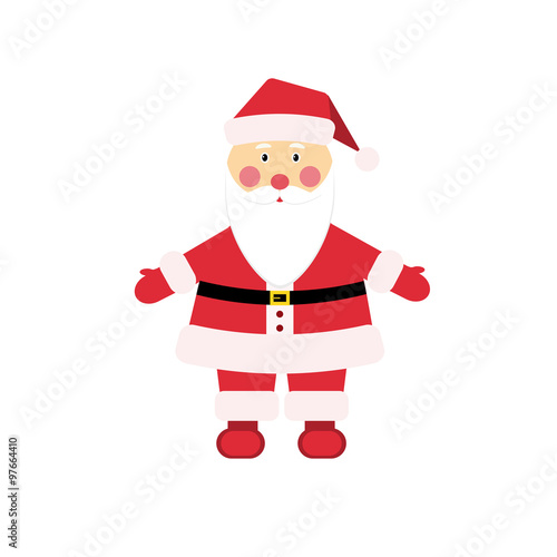 Dear Christmas character Santa Claus in traditional costume in flat style