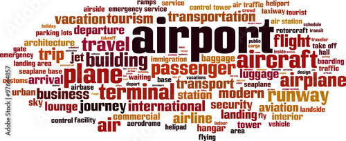 Airport word cloud concept. Vector illustration