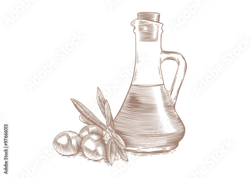 Olives with leaves and oil