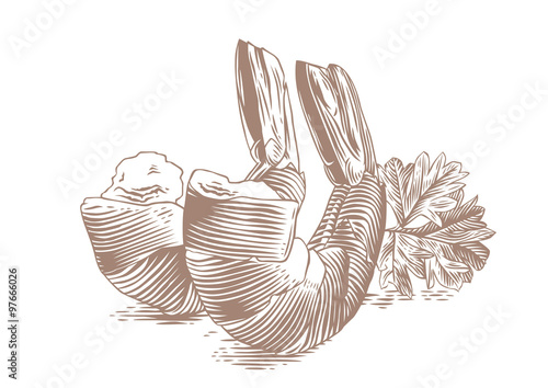 Two shrimp tails
