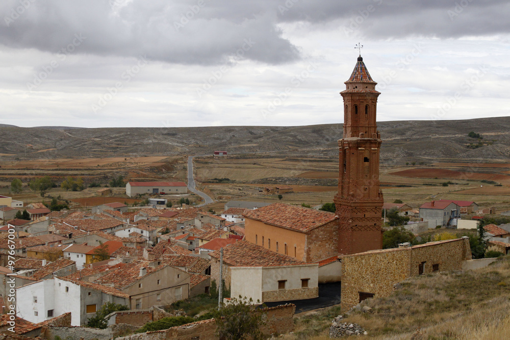 Obraz premium San Miguel's church in Huesa del Común, Teruel, Spain