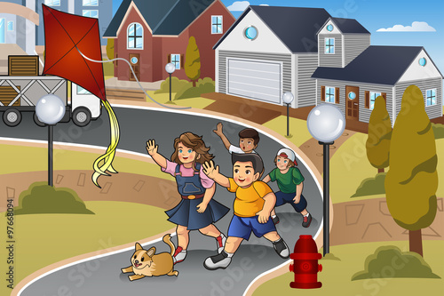 Kids Chasing a Lost Kite