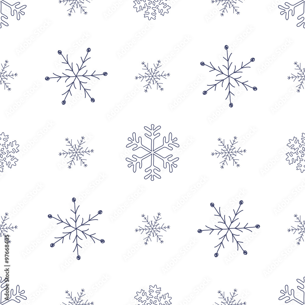 Seamless background of hand drawn snowflakes Seamless background of hand drawn snowflakes