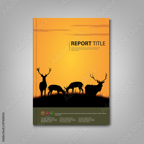 Brochures book or flyer with deer and lane in nature template