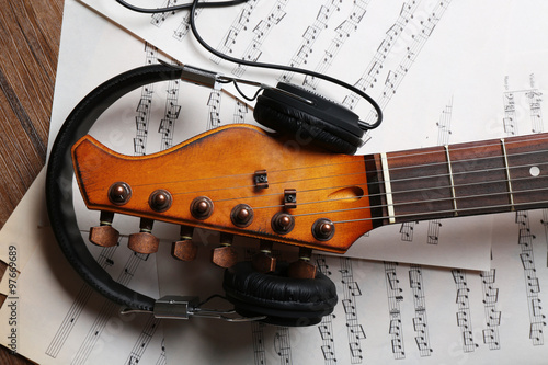 Electric guitar and headpho...