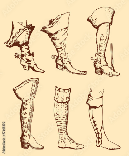 фотографія men's boots of different times