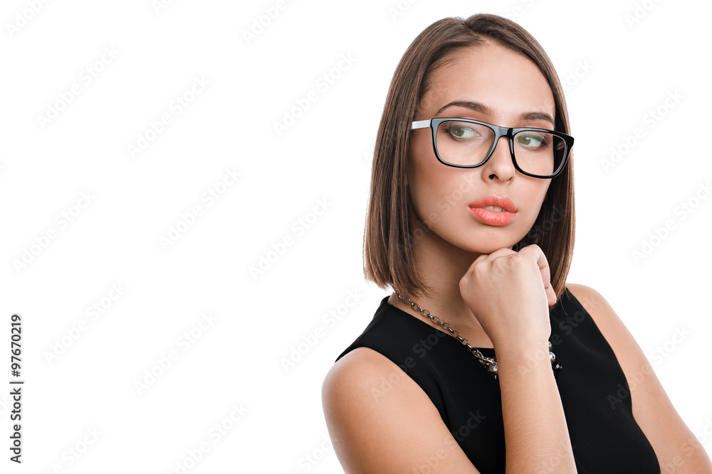 sexy business woman in glasses on a white background sexy business woman in glasses on a white background