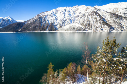 Mountain lake winter landscape. Achensee  Tirol  Austria.