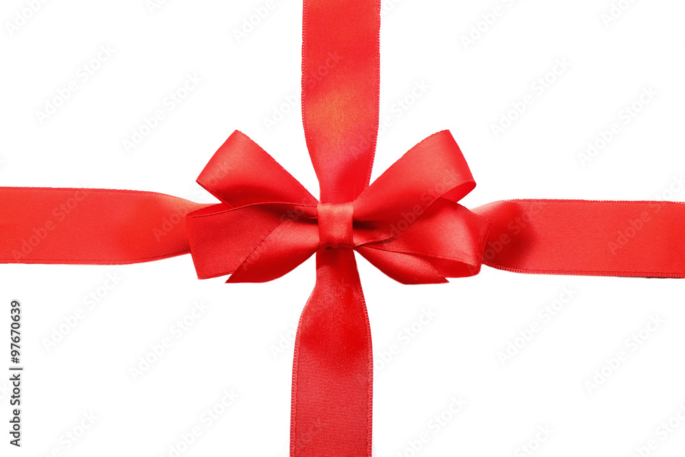 Two ribbons and bow, isolated on white Two ribbons and bow, isolated on white