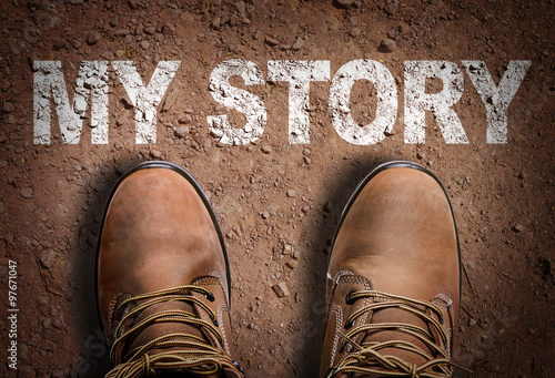 Φωτογραφία Top View of Boot on the trail with the text: My Story