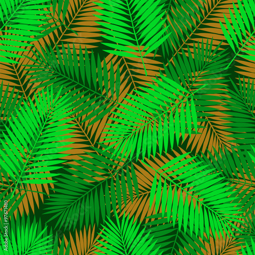 Palm leaves seamless background © ksenica