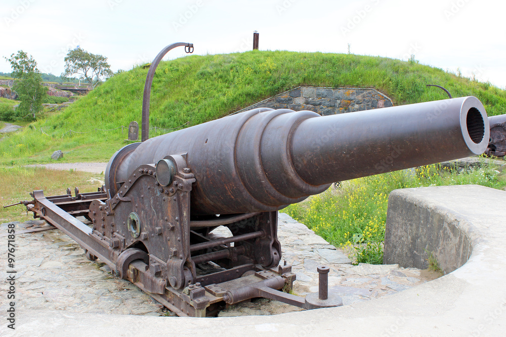 Old cannon in the sea fortress of Suomenlinna