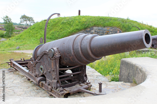 Old cannon in the sea fortress of Suomenlinna
