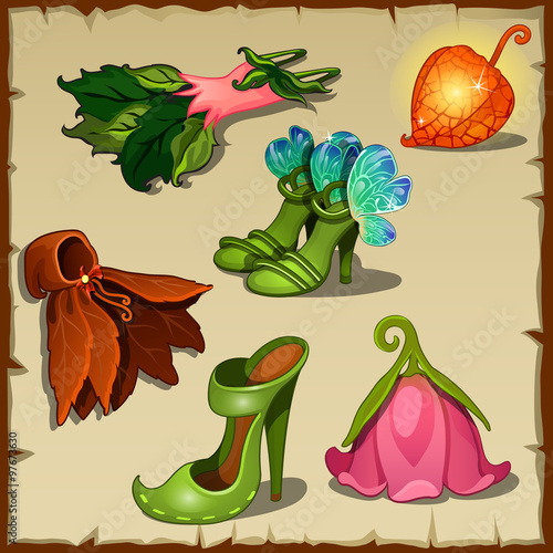 Set of clothes little fairies, six vector items