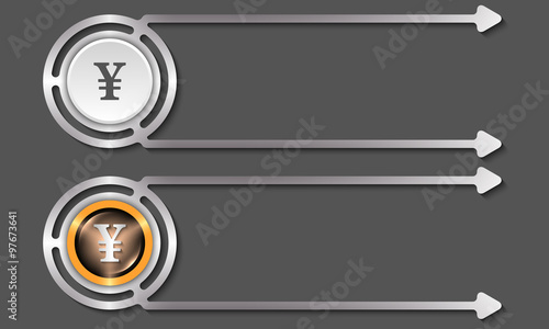 Silver abstract boxes for your text and yen icon