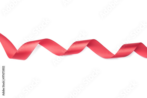 Red ribbon spiral on a white background.