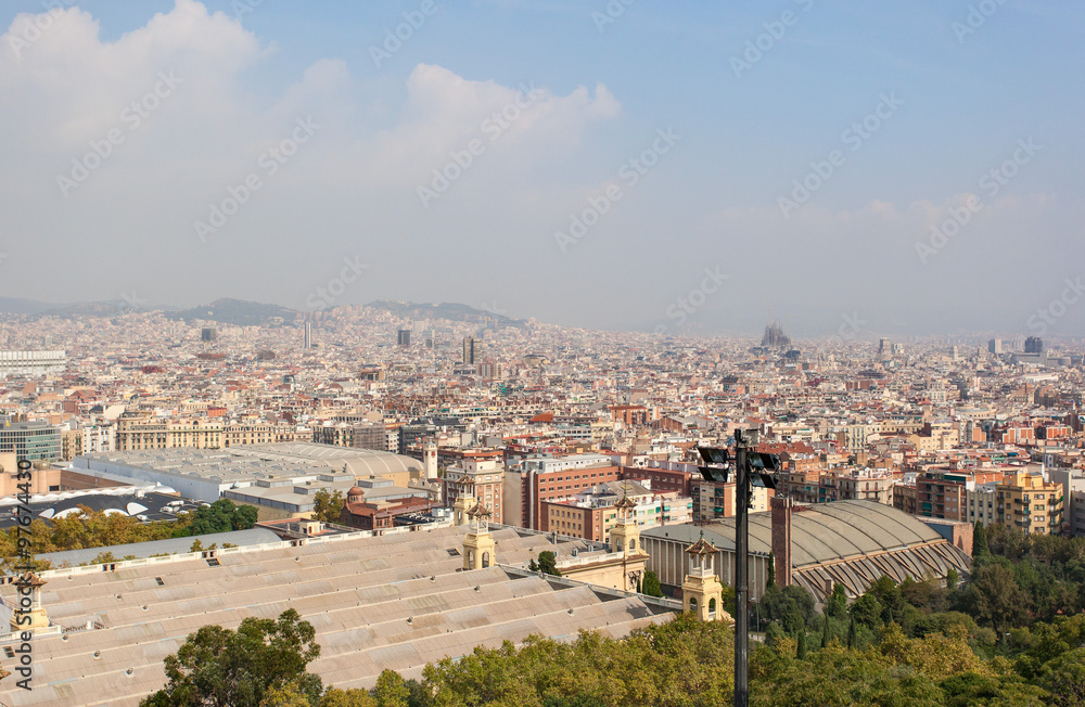 Вид на Барселону от Национального дворца. Барселона, Каталония, Испания.