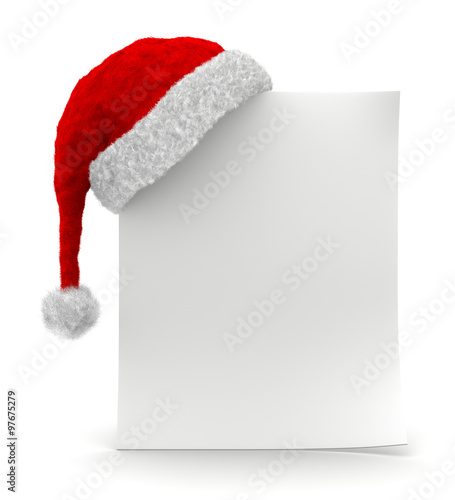 foglietto bianco con cappello di Natale