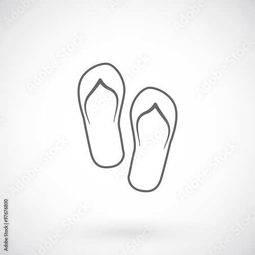 Beach slippers icon, thin line style.