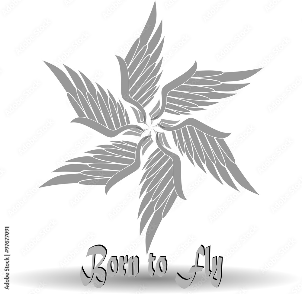 Логотип из крыльев в сером цвете