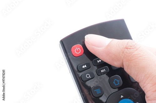 Finger will push power button on remote control 