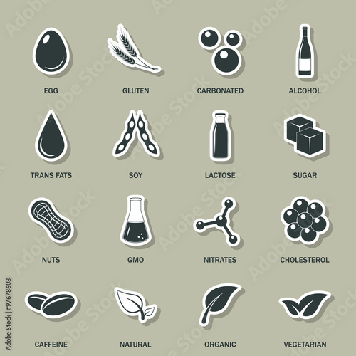 Allergen icons vector set.