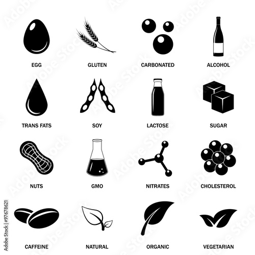 Allergen icons vector set.