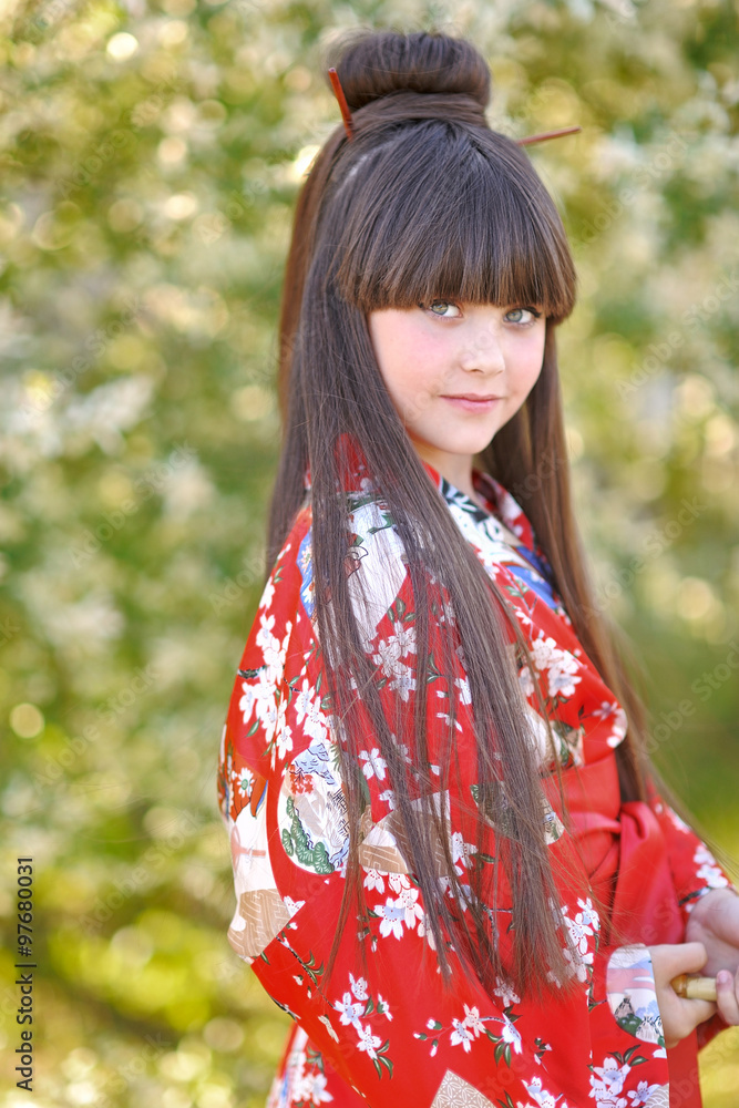 portrait of little girl outdoors in summer portrait of little girl outdoors in summer