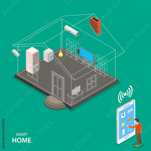 Smart home isometric flat vector concept.