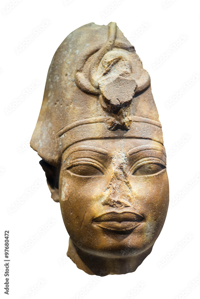 Head of an acient egyptian pharaoh isolated on white Head of an acient egyptian pharaoh isolated on white