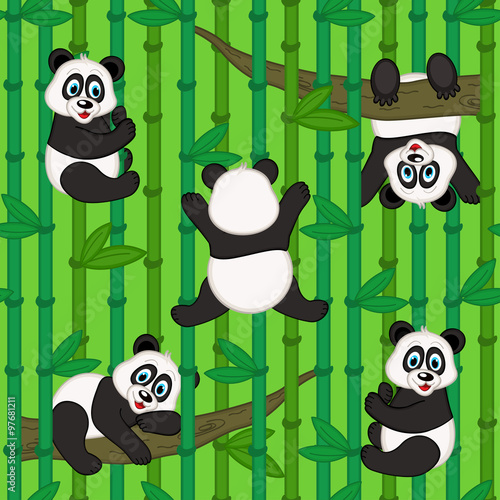 Fototapeta Naklejka Na Ścianę i Meble -  seamless pattern with panda - vector illustration, eps