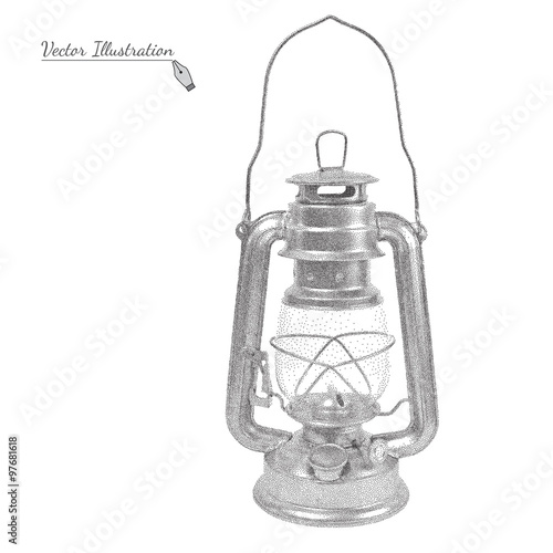 Vector Petrol Lamp in black and white graphic style