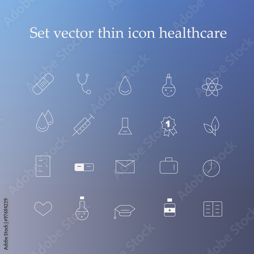 Set vector thin icon healthcare
