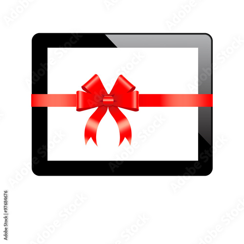 Black Tablet PC a gifts for the holiday with red bows