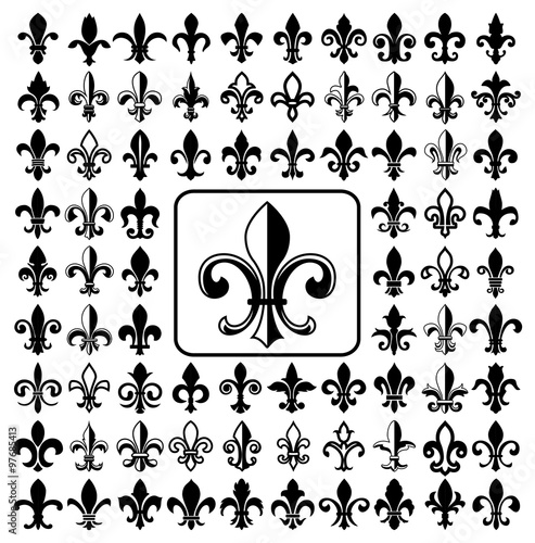 Set of Fleurs-de-lis icons. Vector illustration.