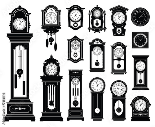 Set of clocks. Vector illustration.