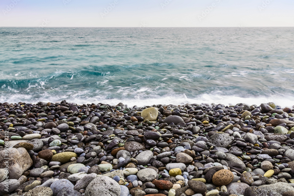 Stone Coast of Ocean with Waves Stone Coast of Ocean with Waves