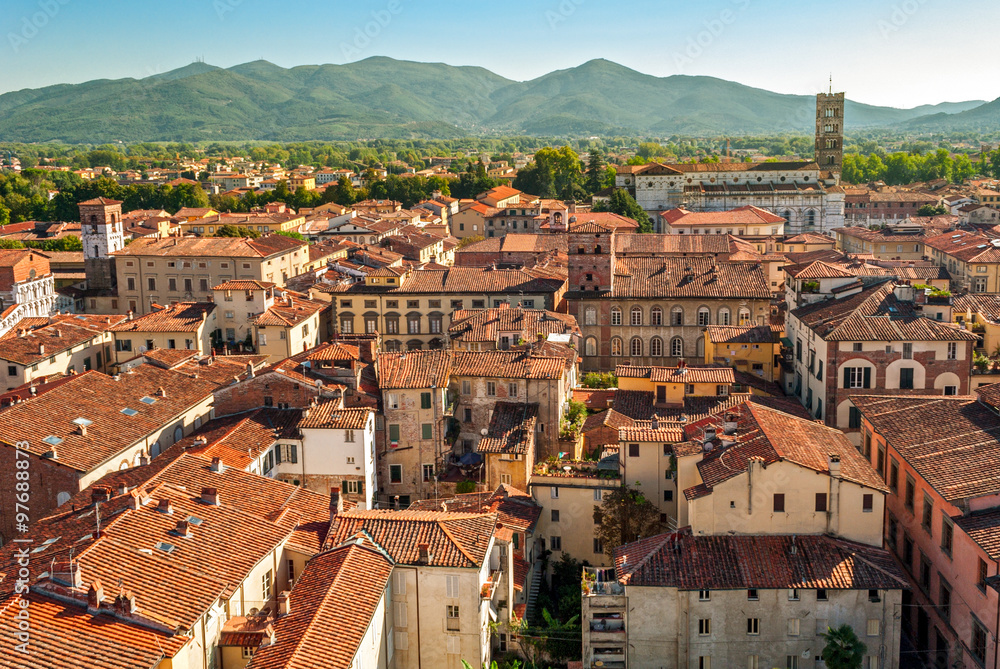 Lucca (Tuscany Italy) panorama with the Cathedral