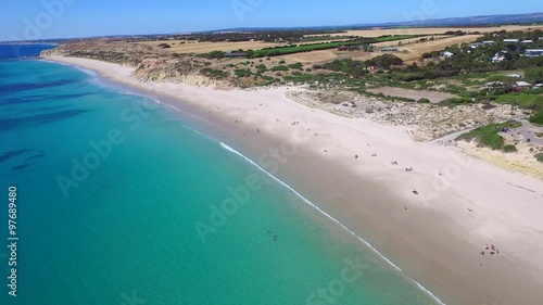 Wallpaper Mural Aerial views of Adelaide Beaches Port Willunga with old shipping jetty & fishermen beach caves near Aldinga Beach in South Australia on Fleurieu Peninsula. Spectacular coastline cliffs and reef.  Torontodigital.ca