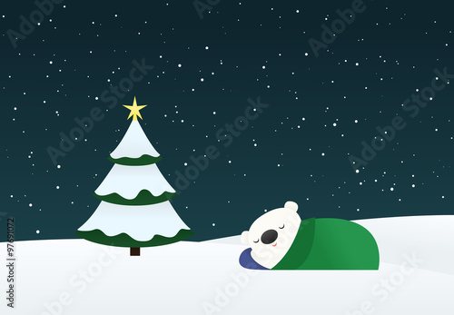 Polar bear taking a winter nap