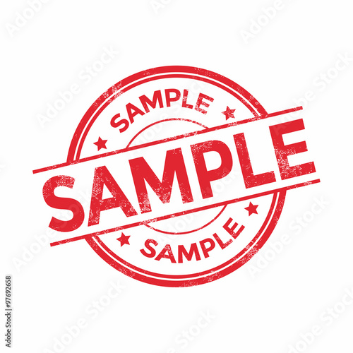 Rubber stamp with word sample inside, vector illustration