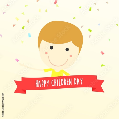 Happy children day card, with boy illustration