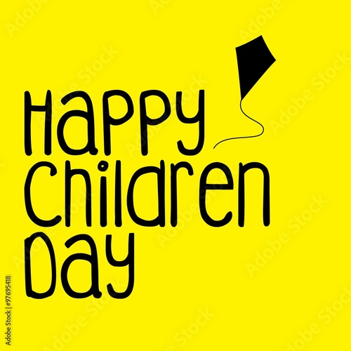 Happy children day card, with kite illustration