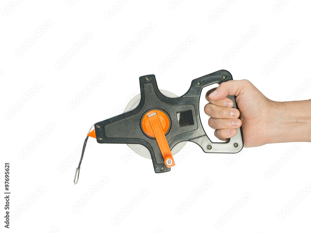 Measuring tape surveying in hand Measuring tape surveying in hand