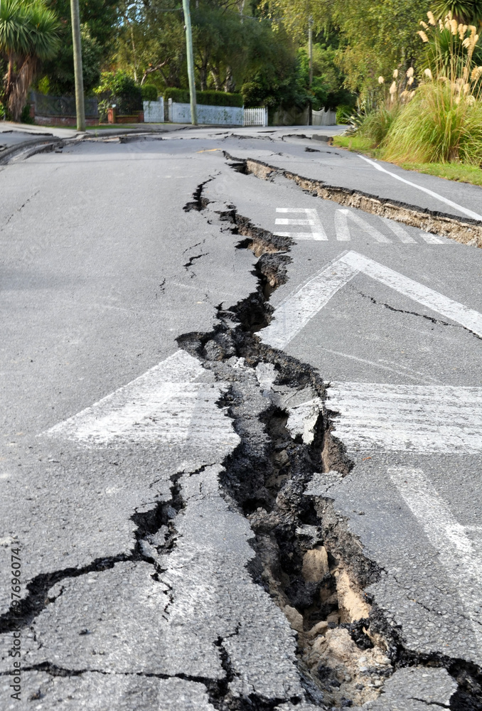 earthquake cracked road