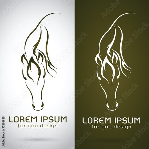 Vector image of an horse design on white background and brown ba