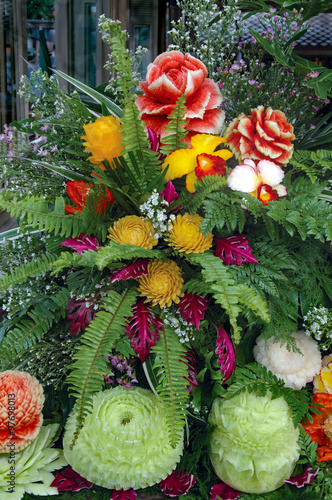 Fruit and vegetable carving display photo