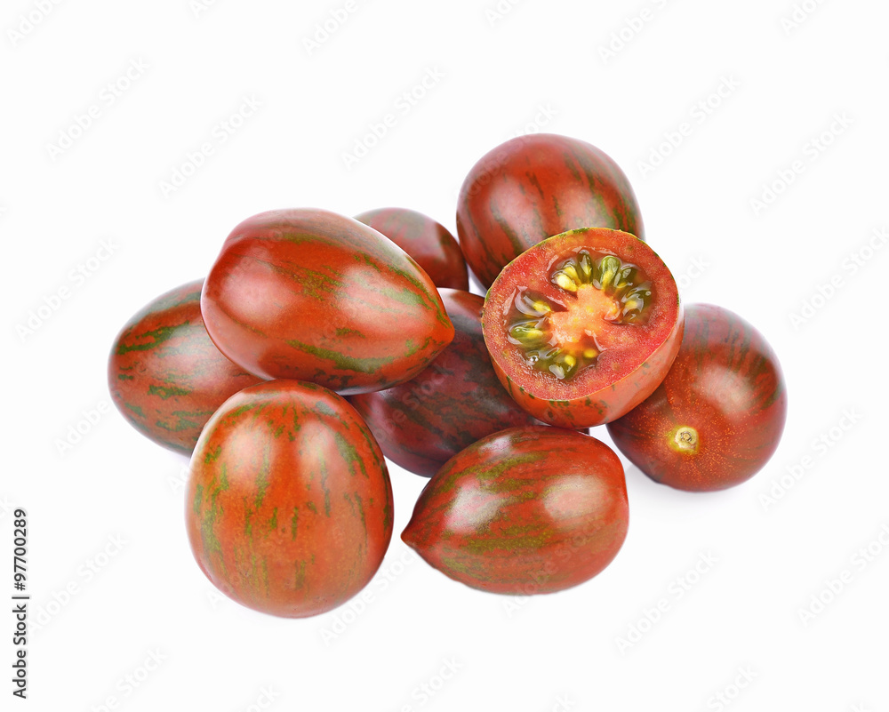 Obraz premium Tiger tomatoes on white background