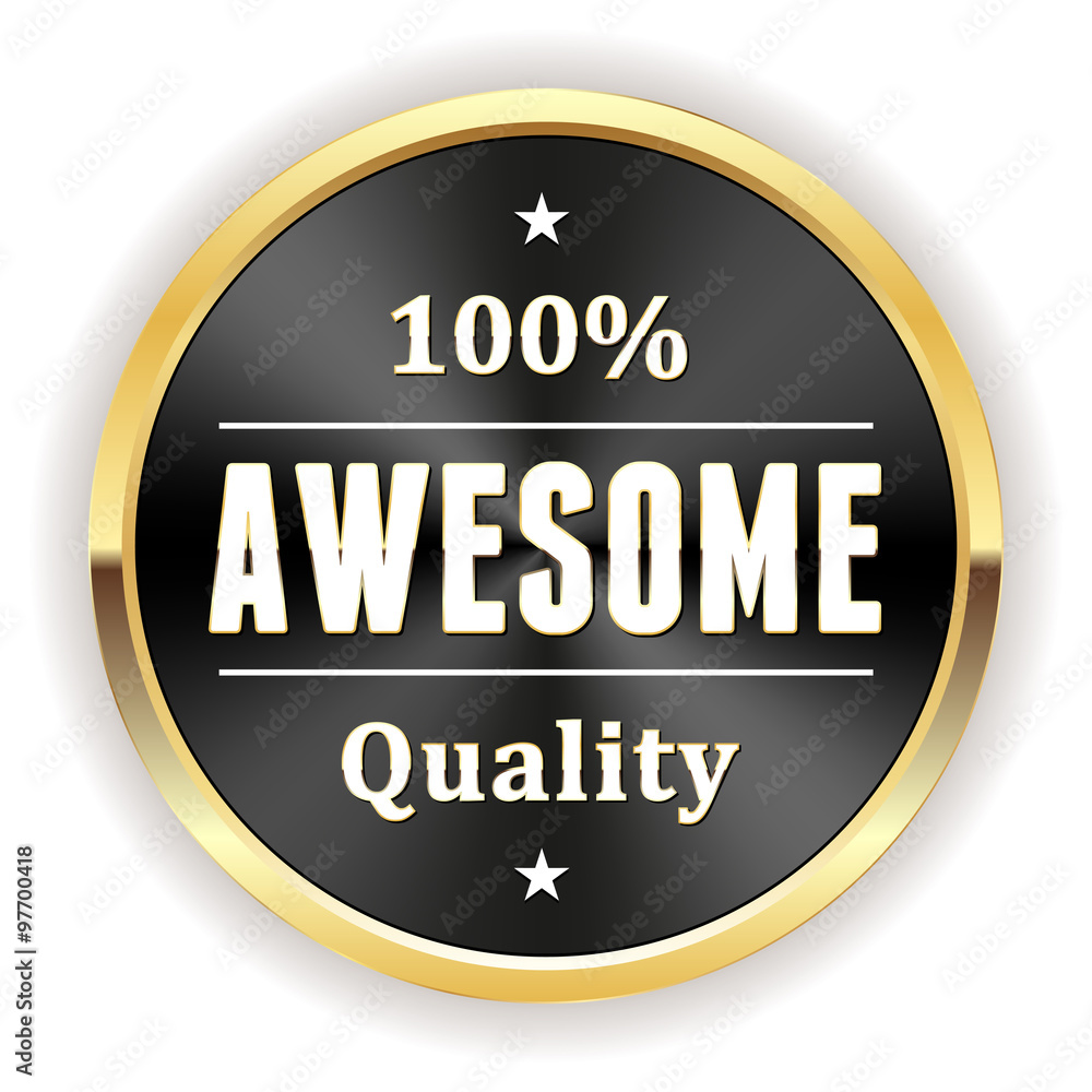 Black awesome quality button with gold border