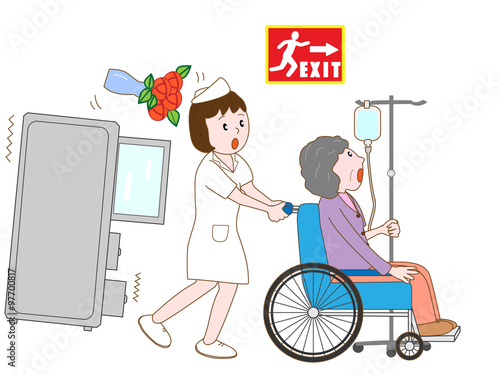 地震で避難する入院患者